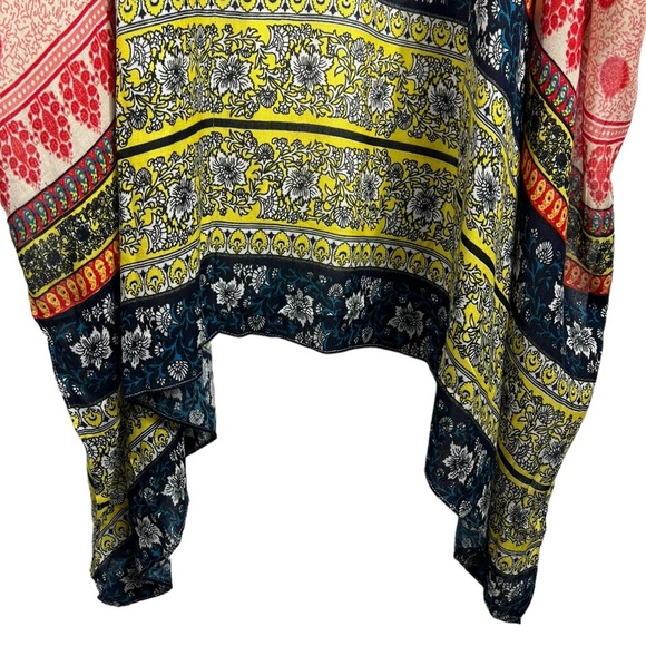 SAACHI Colorful Color block Floral Boxy Cut Kimono - Picture 7 of 9